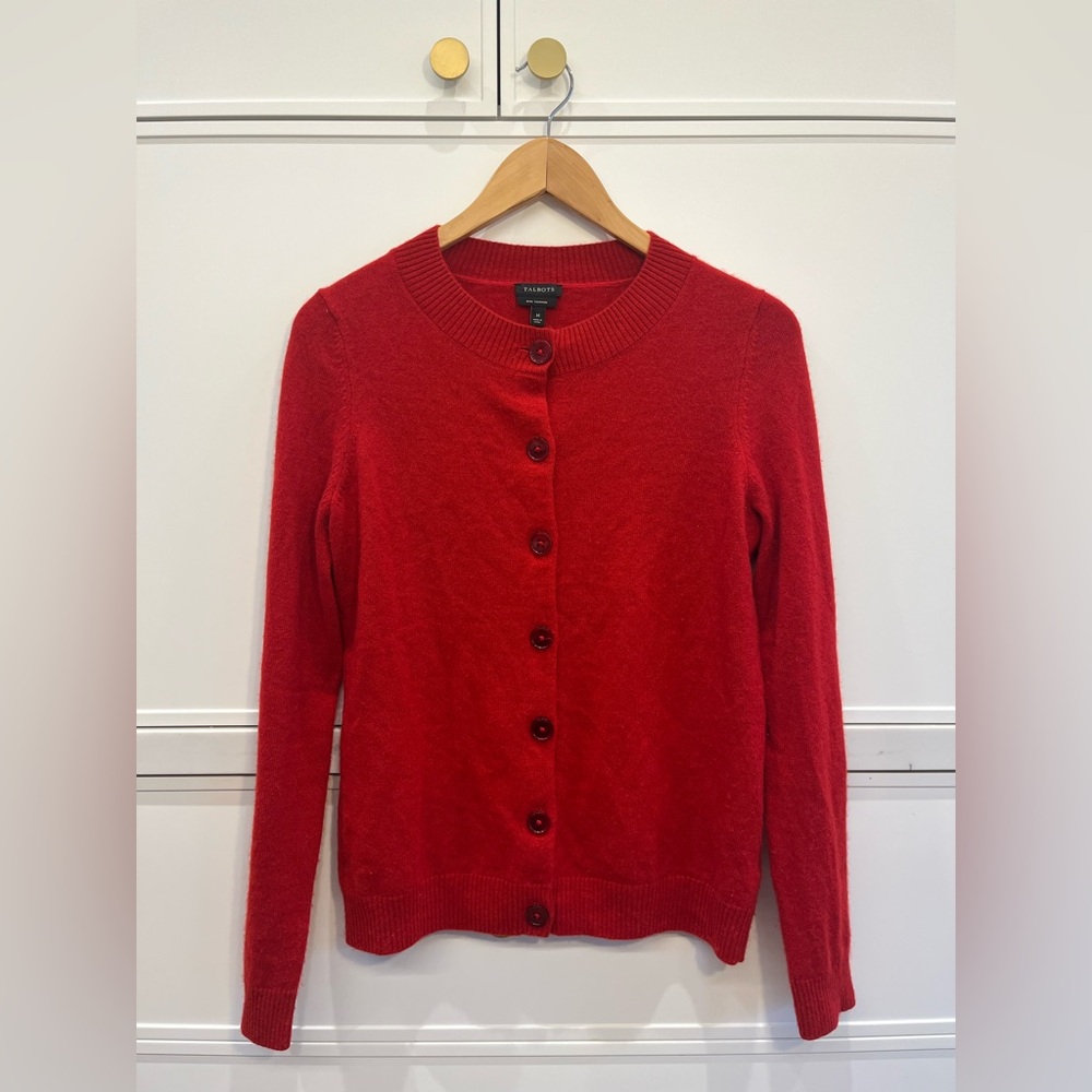 Talbots Red Cashmere Cardigan - Size Medium